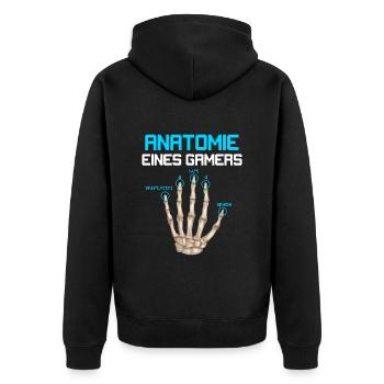 Anatomie eines Gamers Zocker Finger Video Spiel - Unisex Premium Bio Zip Hoodie - Schwarz - Hinten - Nico (187cm)