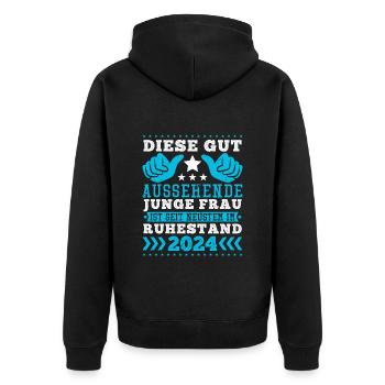 Rente Frauen Diese Gut Aussehende Junge Frau - Unisex Premium Bio Zip Hoodie - Schwarz - Hinten - Nico (187cm)