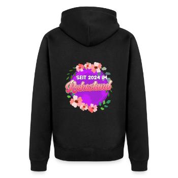 Rentnerin Seit 2024 im Ruhestand Renteneintritt - Unisex Premium Bio Zip Hoodie - Schwarz - Hinten - Nico (187cm)