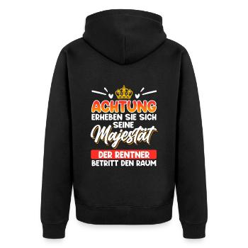Ruhestand Seine Majestät der Rentner Rente - Unisex Premium Bio Zip Hoodie - Schwarz - Hinten - Nico (187cm)