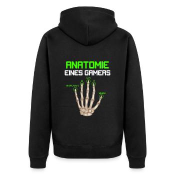 Anatomie eines Gamers Zocker Finger Video Spiel - Unisex Premium Bio Zip Hoodie - Schwarz - Hinten - Nico (187cm)