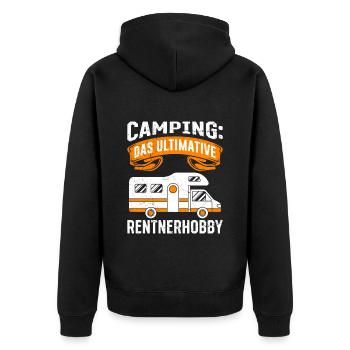 Camping: Das Ultimative Rentner Hobby Rente - Unisex Premium Bio Zip Hoodie - Schwarz - Hinten - Nico (187cm)
