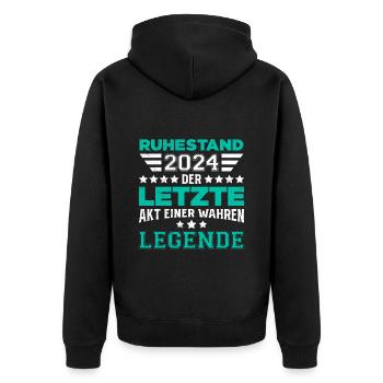 Ruhestand 2024 Letzte Akt einer Wahren Legende - Unisex Premium Bio Zip Hoodie - Schwarz - Hinten - Nico (187cm)