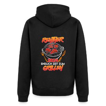 Rentner 2024 Endlich Zeit zum Grillen Ruhestand - Unisex Premium Bio Zip Hoodie - Schwarz - Hinten - Nico (187cm)