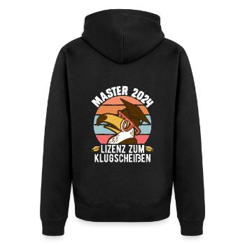 Master 2024 Lizenz zum Klugscheißen Bestanden - Unisex Premium Bio Zip Hoodie - Schwarz - Hinten - Nico (187cm)