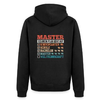 Masterabschluss Master Bestanden Masterarbeit - Unisex Premium Bio Zip Hoodie - Schwarz - Hinten - Nico (187cm)