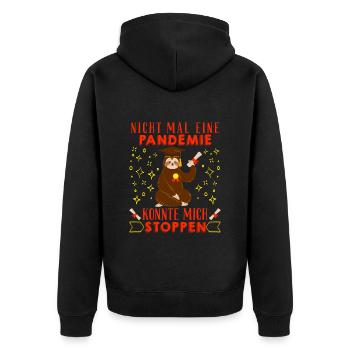 Masterarbeit Nicht mal eine Pandemie Stoppt Mich - Unisex Premium Bio Zip Hoodie - Schwarz - Hinten - Nico (187cm)