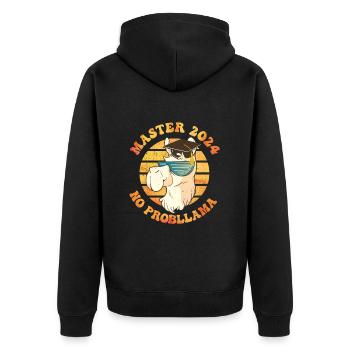 Master 2024 No Prob Llama Masterabschluss - Unisex Premium Bio Zip Hoodie - Schwarz - Hinten - Nico (187cm)