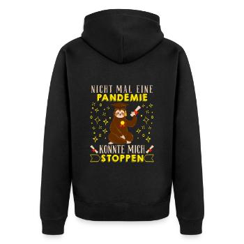 Masterarbeit Nicht mal eine Pandemie Stoppt Mich - Unisex Premium Bio Zip Hoodie - Schwarz - Hinten - Nico (187cm)