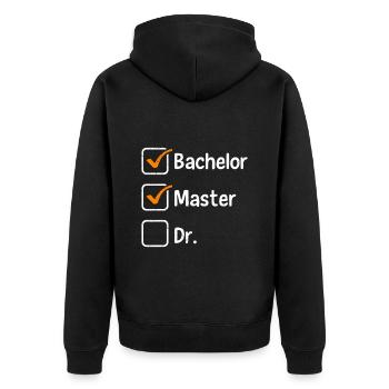 Bachelor Master Doktor Masterabschluss Bestanden - Unisex Premium Bio Zip Hoodie - Schwarz - Hinten - Nico (187cm)