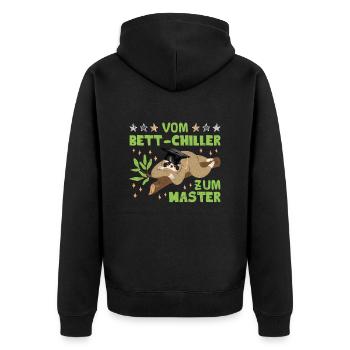 Masterarbeit Geschafft Vom Bett-Chiller zum Master - Unisex Premium Bio Zip Hoodie - Schwarz - Hinten - Nico (187cm)