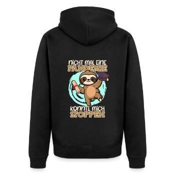 Masterabschluss Nicht mal eine Pandemie Abschluss - Unisex Premium Bio Zip Hoodie - Schwarz - Hinten - Nico (187cm)