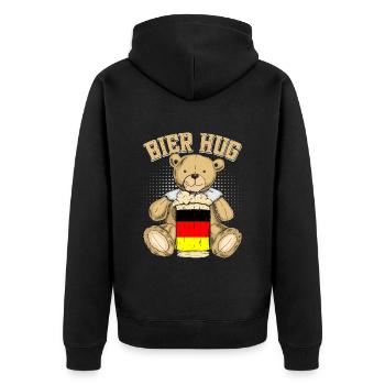 Bier Hug Deutschland Bierliebhaber Teddybär - Unisex Premium Bio Zip Hoodie - Schwarz - Hinten - Nico (187cm)