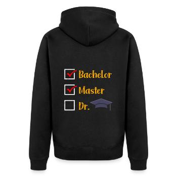 Bachelor Master Doktor Masterabschluss Bestanden - Unisex Premium Bio Zip Hoodie - Schwarz - Hinten - Nico (187cm)