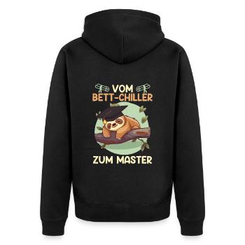 Masterarbeit Bestanden Vom Bett-Chiller zum Master - Unisex Premium Bio Zip Hoodie - Schwarz - Hinten - Nico (187cm)