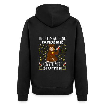 Masterarbeit Nicht mal eine Pandemie Stoppt Mich - Unisex Premium Bio Zip Hoodie - Schwarz - Hinten - Nico (187cm)