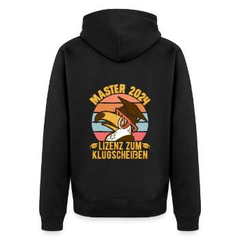 Master 2024 Lizenz zum Klugscheißen Bestanden - Unisex Premium Bio Zip Hoodie - Schwarz - Hinten - Nico (187cm)