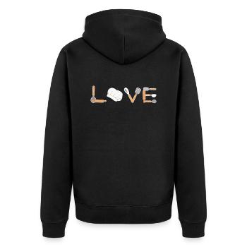 Baking Love LOVE Confectionery Baking Dough Confectioner - Unisex Premium Organic Zip Hoodie - black - Back - Nico (187cm)