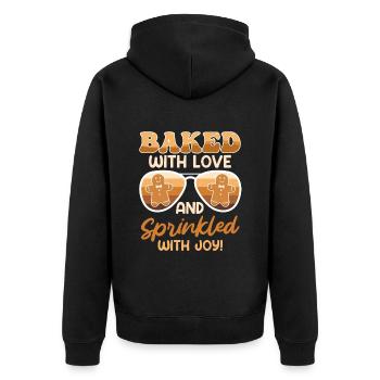 Baked with Love and Sprinkled with Joy! Gingerbread - Unisex Premium Organic Zip Hoodie - black - Back - Nico (187cm)