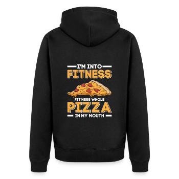 Cuisson de pizzas Je suis dans la forme physique Pizza entière dans la bouche - Veste à capuche bio Premium Unisexe - noir - Dos - Nico (187cm)