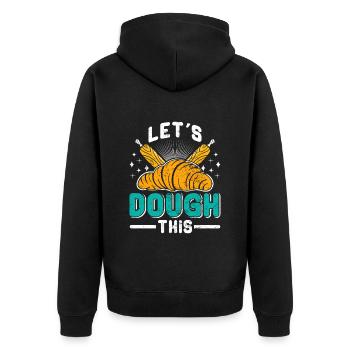 Backfans Let's Dough This! Baking Bakery - Unisex Premium Organic Zip Hoodie - black - Back - Nico (187cm)