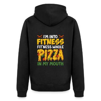 Fan de pizza Je suis dans la forme physique Pizza entière dans la bouche - Veste à capuche bio Premium Unisexe - noir - Dos - Nico (187cm)