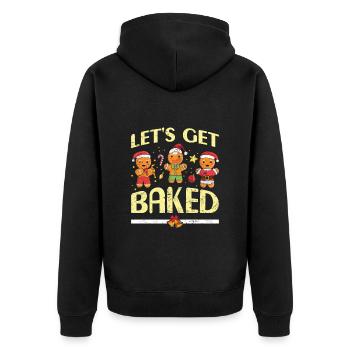 Lebkuchenmänner Let's get Baked Weihnachten - Unisex Premium Bio Zip Hoodie - Schwarz - Hinten - Nico (187cm)