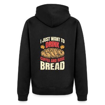 Brotbäcker Want to Drink Coffee and Bake Bread - Unisex Premium Bio Zip Hoodie - Schwarz - Hinten - Nico (187cm)
