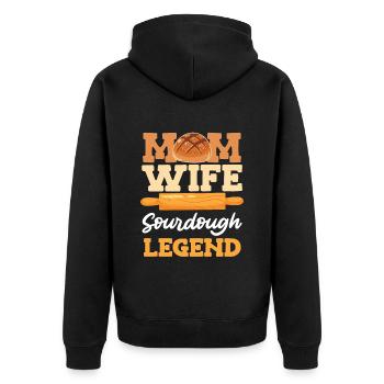 Mom Wife Sourdough Legend Backfans Frauen - Unisex Premium Bio Zip Hoodie - Schwarz - Hinten - Nico (187cm)