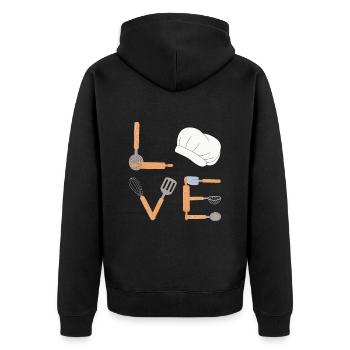 Baking Love LOVE Confectionery Baking Dough Confectioner - Unisex Premium Organic Zip Hoodie - black - Back - Nico (187cm)