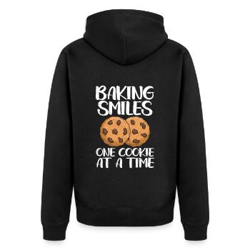 Baking Smiles One Cookie at a Time Weihnachten - Unisex Premium Bio Zip Hoodie - Schwarz - Hinten - Nico (187cm)