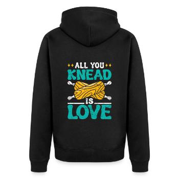 Bread Dough All you Knead is Love Backlieber Bread - Unisex Premium Organic Zip Hoodie - black - Back - Nico (187cm)