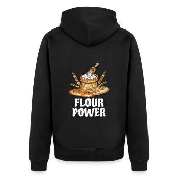 Bread Bakery Flour Power Baking Lovers - Unisex Premium Organic Zip Hoodie - black - Back - Nico (187cm)