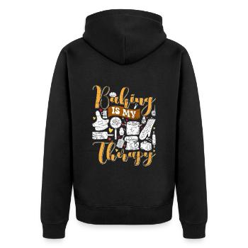 Baking is my therapy baking lover bakery - Unisex Premium Organic Zip Hoodie - black - Back - Nico (187cm)