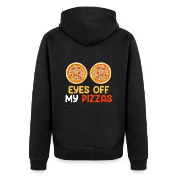 Pizzabäcker Eyes off my Pizzas Backliebhaber - Unisex Premium Bio Zip Hoodie - Schwarz - Hinten - Nico (187cm)
