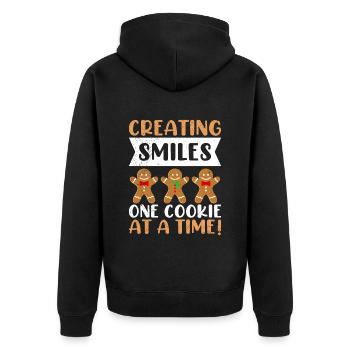 Gingerbread Creating Smiles One Cookie at a Time! - Unisex Premium Organic Zip Hoodie - black - Back - Nico (187cm)