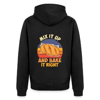 Backfans Mix it Up and Bake it Right Backliebhaber - Unisex Premium Bio Zip Hoodie - Schwarz - Hinten - Nico (187cm)