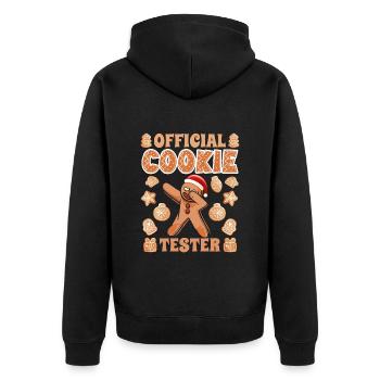 Lebkuchen Backen Offizieller Plätzchen Tester - Unisex Premium Bio Zip Hoodie - Schwarz - Hinten - Nico (187cm)