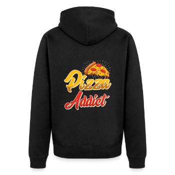 Pizza Addict Pizzabäcker Backfans Hobby Bäcker - Unisex Premium Bio Zip Hoodie - Schwarz - Hinten - Nico (187cm)