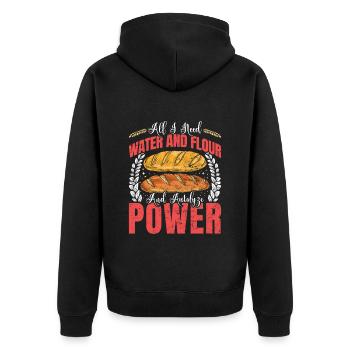 Bread Baker Water and Flour Power Baking Breads - Unisex Premium Organic Zip Hoodie - black - Back - Nico (187cm)