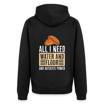Brotbäcker All I Need is Water and Flour Backfans - Unisex Premium Organic Zip Hoodie - black - Back - Nico (187cm)