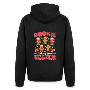 Lebkuchen Weihnachten Cookie Tester Backen - Unisex Premium Bio Zip Hoodie - Schwarz - Hinten - Nico (187cm)