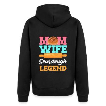 Mom Wife Sourdough Legend Backfans Frauen - Unisex Premium Bio Zip Hoodie - Schwarz - Hinten - Nico (187cm)
