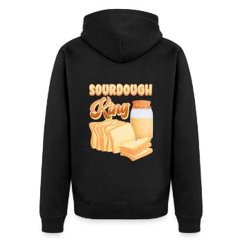 Brotliebhaber Sourdough King Brot Backen - Unisex Premium Bio Zip Hoodie - Schwarz - Hinten - Nico (187cm)
