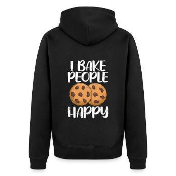Kekse Backen Ich Backe euch Glücklich Backstube - Unisex Premium Bio Zip Hoodie - Schwarz - Hinten - Nico (187cm)