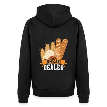 Brotbäcker Bread Dealer Backstube Backfans Brot - Unisex Premium Bio Zip Hoodie - Schwarz - Hinten - Nico (187cm)