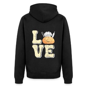 Bread Baking Love LOVE Bakery Bread Baker Bread Baking - Unisex Premium Organic Zip Hoodie - black - Back - Nico (187cm)