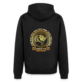 Chine Année du Dragon tous les 12 ans 2024 - Veste à capuche bio Premium Unisexe - noir - Dos - Nico (187cm)