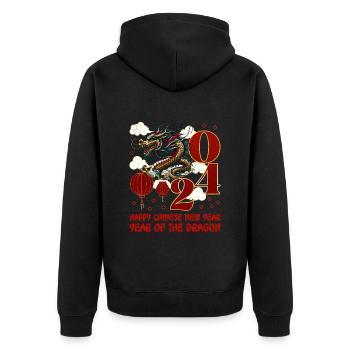 Année du Dragon 2024 Chine Fan Drachenjahr - Veste à capuche bio Premium Unisexe - noir - Dos - Nico (187cm)