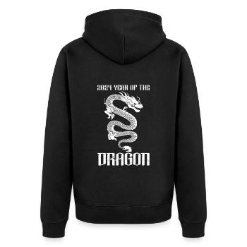 China Fan Happy Year of the Dragon Chinesischer - Unisex Premium Bio Zip Hoodie - Schwarz - Hinten - Nico (187cm)